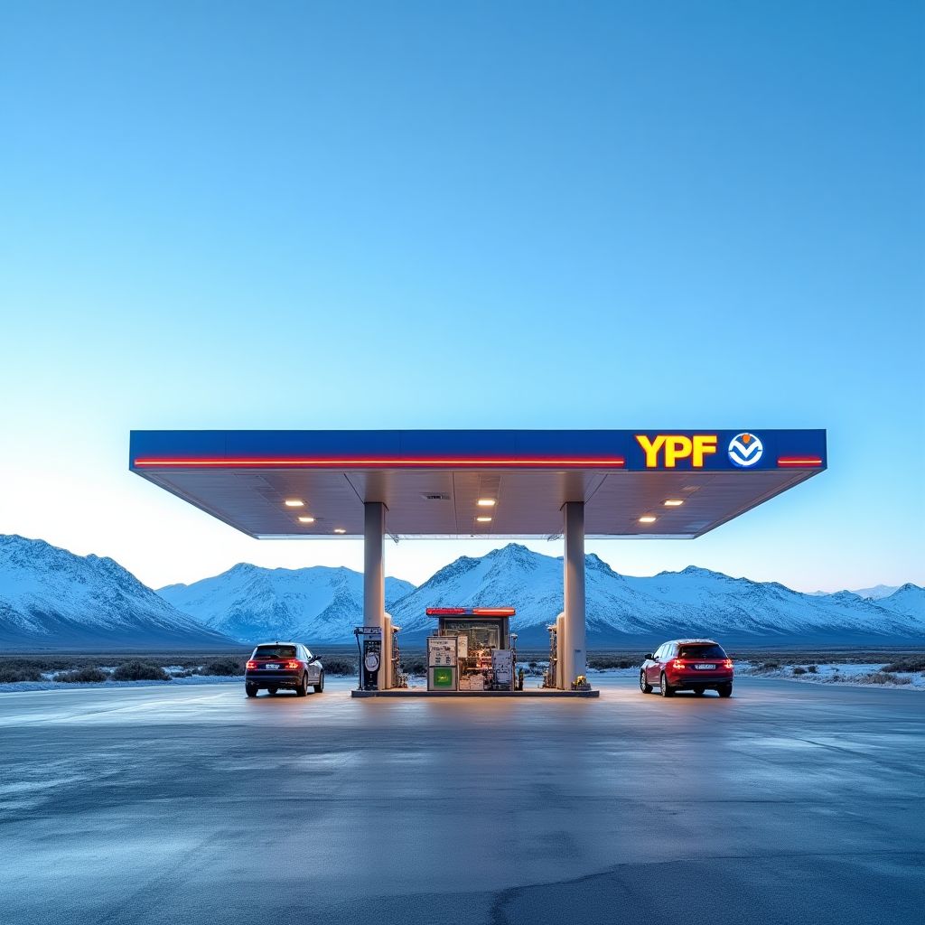 Estación YPF en la Patagonia argentina